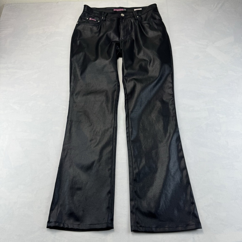 Bubblegum USA Y2K Black Faux Leather Flare Pants Womens Small Bootcut Goth